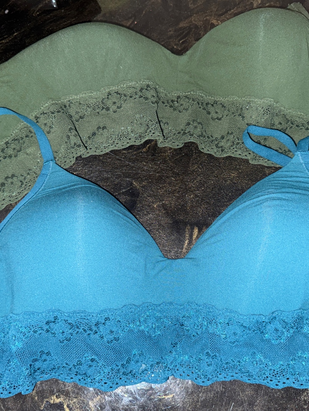 Natori - Women’s Lace Trim Bra - Teal, Olive